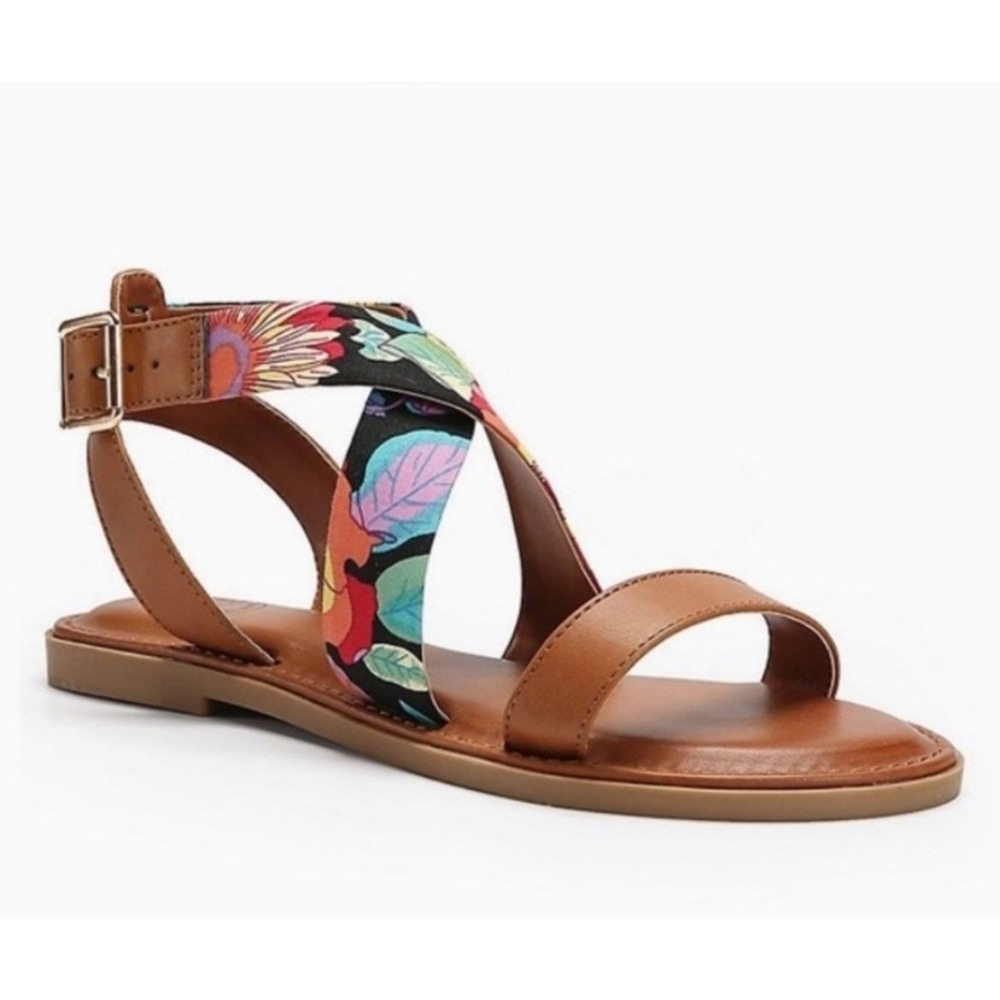 DOLCE by Dojo Moxy Sandals 8 Floral Strappy Flat Boho Shoes‎